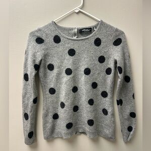 Saks Fifth Avenue‎ Cashmere Grey & Black Polka Dot Sweater